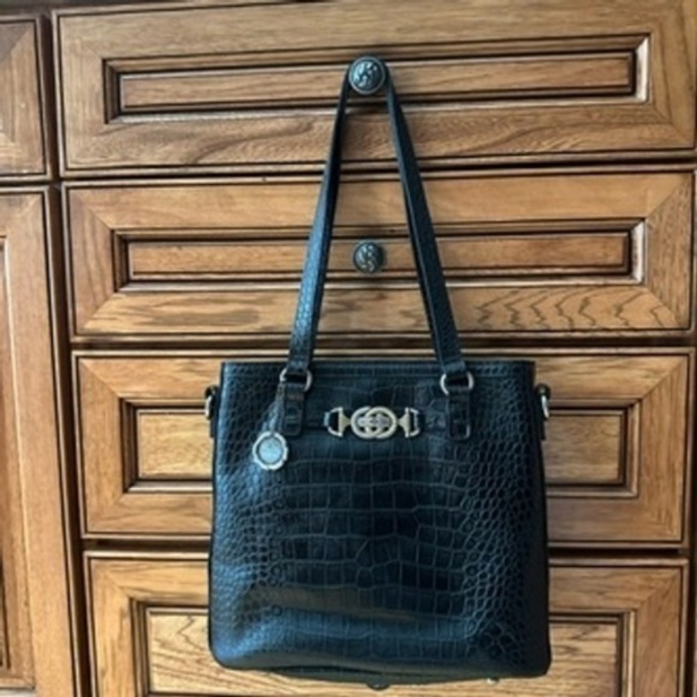 Patricia Nash Lundy Bag Croc Embossed Leather Satchel Shoulder Bag Purse - Picture 1 of 16